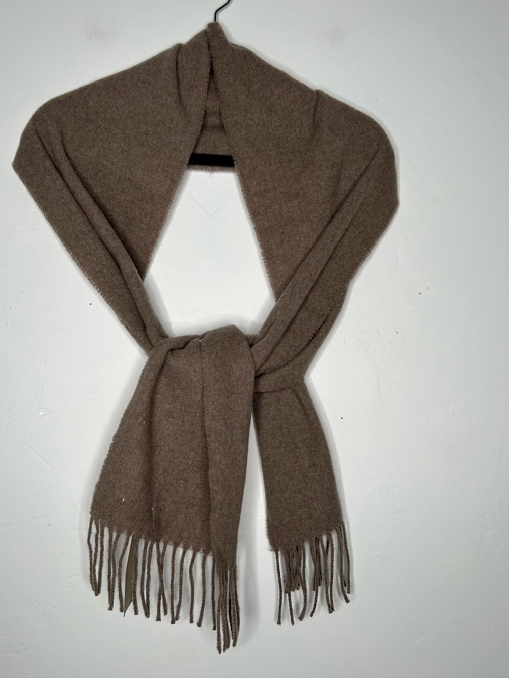 NWT Cristina Chiti Soft 100% Cashmere Taupe Fringe Scarf Made in Italy Fall Gift - Picture 4 of 6